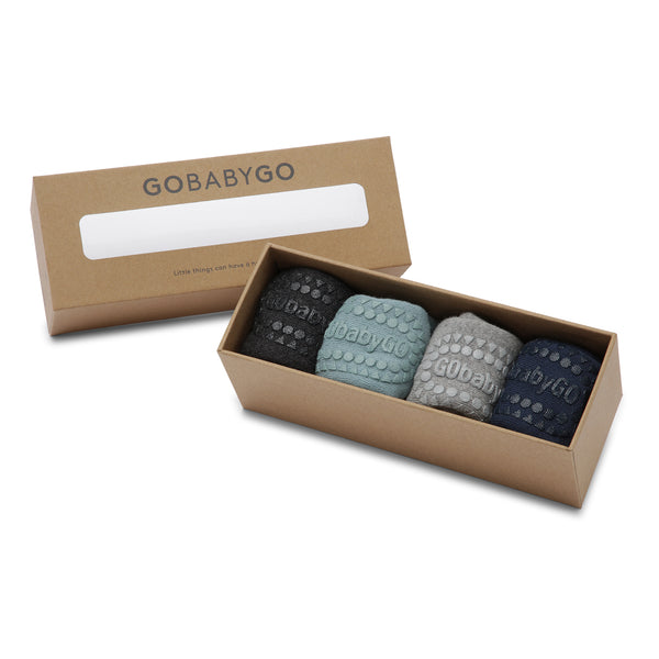 Combo Box 4-pak Økologisk Bomuld - Dark Grey Melange, Dusty Blue, Grey Melange, Navy Blue