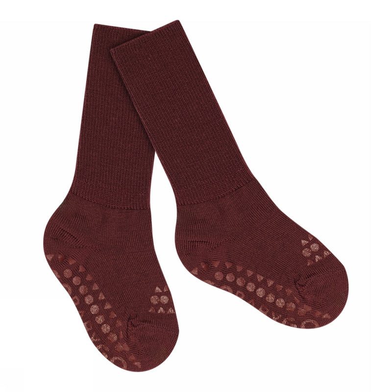 Skridsikre Strømper Merinould - Wine Red