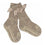 Skridsikre Strømper Merinould m. blonder - Light brown Melange