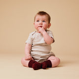 Skridsikre Strømper Merinould - Wine Red