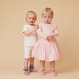 Skridsikre Strømper Bambus m. blonder - Lavender Gray