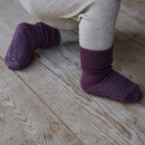 Skridsikre Strømper Merinould - Grape Skin