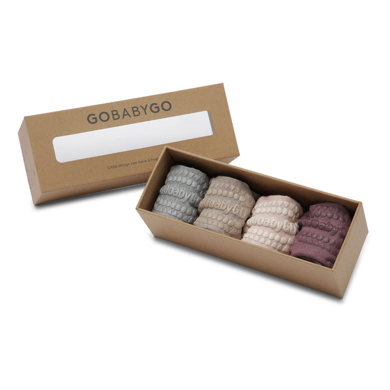 Combo Box 4-pak Bambus - Grey Melange, Sand, Soft pink, Misty Plum